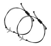 Hoement 2 Stück Teiliges Verstellbares Flugzeug armband aus Geflochtenem Seil Unisex Freundschaftsarmbänder für Männer und Frauen Reise motiv Schmuck Geschenk Handgefertigt Passend für