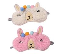 Hoement 2stücke Plüsch Augenmaske für Schlaf Reisen und Lichtschutz Flauschige Schlafmasken für Erwachsene und Augenschutz mit Cartoon-motiv