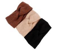 Hoement 3 Stück Pack Winter Stirnbänder aus Baumwolle Breites Atmungsaktives Haarband Ohrenwärmer für Damen Rutschfest Elastisch Outdoor Alltag