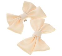 Hoement Abnehmbare Schleifen Schuhschmuck Zubehör Schuhclips aus Stoff und Edelstahl 2 Stück Beige Wie Thanksgiving und Neujahr für Brautschuhe und Festliche Anlässe