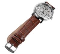 Hoement Mechanische Legierung Zifferblatt Herrenuhr mit Rundem und 036 Winner Verstellbarem Pu Lederarmband Langlebiger Modisch für Alltag