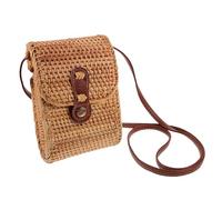 Hoement Rattan Umhängetasche Damen Kreativ Geflochten mit Pu Gürtel Clamshell Deckel Praktisch und Diebstahlsicher für Party und Einkauf