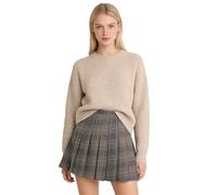 Hoerev Damen Plissierter Mini Rock aus Wolle,mit Innenhose, Warm für Kaltes Wetter, Reißverschluss