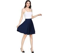 Hoerev Frauen Mädchen Flared Casual Mini Schule Tennis Skater Casual Tanz Rock mit Shorts,Midi_Marineblau,S