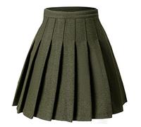 Hoerev Frauen Mädchen vielseitig Plaid gezauter Rock mit Shorts für kaltes Wetter,Armee Grün,EU 42