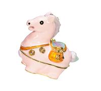 hogtnd Exquisites Schmuckkästchen aus Legierung in Pferdeform mit glänzender Oberfläche und funkelnden Strasssteinen für kleines Accessoire, Pferde-Schmuckschatulle