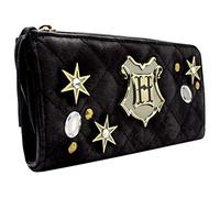 Hogwarts Harry Potter Gestepptes Metall Emblem und Sterne Portemonnaie Clutch Münzfach & Kartenhalter, Schwarz