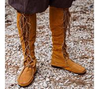 Hohe mittelalterliche Wildlederstiefel mit Seitenschnürung