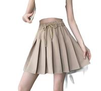 Hohe Taille Kordelzug Falten Mini Rock Frauen 2023 Sommer Koreanische Casual Studenten Mädchen EINE Linie Kurzen Rock Weibliche Khaki-Khaki-S