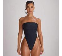 Hoher Beinausschnitt Bandeau Ausschnitt Rücken Badeanzug Bademode Urlaub Sommer Reise Strandmode Grundlagen einfarbige Bademode Resort Kernstück