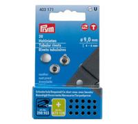 Prym 403171 Hohlnieten, ø 9 mm/4-6 mm, Messing silberfarbig, 20 Stück für Vario Creative Tool, Silber