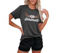 hohololo Oktoberfest Shirt Damen Herzmadl T-Shirt Kompatibel mit Oktoberfest S-XXL,Grau-B,M