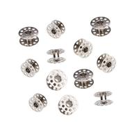 Hohopeti 10 Stück Metallspulen für Haushaltsnähmaschinen Langlebige Silberne Nähmaschinenspulen mit Kompatibel mit Singer Brother Babylock und Weiteren Marken