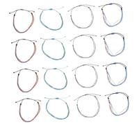 Hohopeti 16 Stück Boho Wasserfestes Fußkettchen Geflochtene Wachs bänder mit Muscheln und Perlen Verstellbare Damen fußketten für Strand Sommer und Freundschaftsschmuck Zufällige Farbe