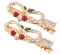 Hohopeti 2 Stück Elegante Kirsch haarspangen mit Kristallbesatz Duckbilled Haarklammern für Damen und Mädchen Vielseitig für Alltag Party und Hochzeit Sicherer Halt gegen Fliegende Haare