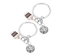 Hohopeti 2 Stück Kaffee Schlüsselanhänger Mini Kaffeetasse Anhänger Kreativ Stylisch für Rucksack Taschen Zubehör Geschenk für Kaffeeliebhaber und Schulranzen