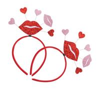 Hohopeti 2 Stück Pack Herzförmige Haarbänder zum Valentinstag Glitzernde Bequeme Stirnbänder aus Robustem Material für Hochzeiten Partys und Fotoshootings