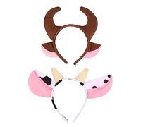 Hohopeti 2 Stück Teiliges Kuh Ochsen Haarreif aus Umweltfreundlichem Kuscheliger Kopfschmuck für Frauen Mädchen für Cosplay Geburtstag Halloween und Party Fotoshooting
