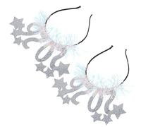 Hohopeti 2026 Silvester Haarreif mit Sternen 2 Stück Festliches Stirnband aus Eisen und Filz Silbernes Party Haarband für Frauen Mädchen und Neujahrs Accessoire
