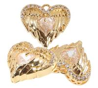 Hohopeti 3 Stück Herz Anhänger Charms aus Kupfer für DIY Schmuckherstellung Kleine Perlen für Armband Halskette Schlüsselanhänger und Bastelzubehör Langlebig und Farbbeständig