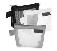 Hohopeti 3 Stück Teiliges Kleine Netz münztaschen mit Reißverschluss Transparente Mesh Schminktaschen in Schwarz Weiß und Praktische Aufbewahrung für Kleingeld Kosmetik und