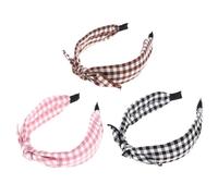 Hohopeti 3 Stück Teiliges Vintage Stirnband Damen Haarreif Stoff Breit Geknotet Modisch für Alltag Party Geschenk Mädchen Schwarz Dunkelbraun