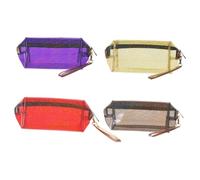 Hohopeti 4 Stück Teiliges Iridiszierender Kosmetiktaschen mit Robustem Metallreißverschluss Geräumige Reise Organizer für Make up und Toilettenartikel Tragbare Kulturbeutel in Rot Schwarz