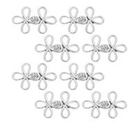 Hohopeti 8 Paar Chinesische Knoten Metallknebelverschlüsse aus Zinklegierung Vintage Mantelschnallen Silberne Selbstgemacht Kleiderverschlüsse für Mäntel Capes und Strickjacken