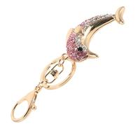 Hohopeti Bling Strass Delfin Schlüsselanhänger Metallanhänger Damen Taschenanhänger Geschenk Glitzer Charm Meerestiere Accessoire Rosa