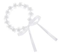 Hohopeti Blumen Haarband Damen mit Kristall Leichtes Braut Haarschmuck für Hochzeit Abschlussball und Geburtstag Weißes Soft Ton Stirnband mit Floraler Verzierung
