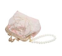Hohopeti Damen Handtasche mit Perlen, Jacquard und Polyester, Vintage | Kiss Lock Verschluss, Handliches Format, für Hochzeiten und Zusammenkünfte