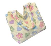 Hohopeti Damen Plüsch Schultertasche Groß Weich und Geräumig Einzelne Umhängetasche In Cremeweiß Freizeit und Einkaufstasche für Strand Alltag und Shopping