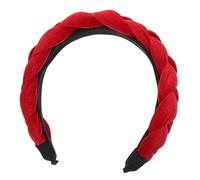 Hohopeti Geflochtener Gepolsterter Haarreif aus Rotem Samt Breites Stirnband für Damen Zartes Haarband Modisches Accessoire für Alltag Party und Tanz