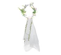 Hohopeti Haarschmuck Brautschleier mit Blumenkranz Modischer Brautkopfschmuck in Cremeweiß Leichter und Langlebiger Girlanden Schleier für Hochzeit Junggesellinnenabschied und