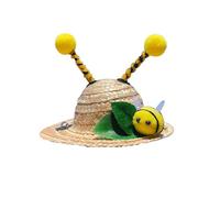 Hohopeti Haustier Strohhut Sommer Bienendesign S für Katzen und Hunde Leichter Sonnenhut mit Weichem Material Foto Requisit und Partydekoration