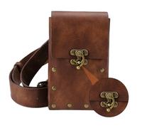 Hohopeti Kleine Punk gürteltasche aus Vintage Braun Outdoor Bauchtasche für Sport Reisen Festival Vielseitig Einsetzbar Robust und Stylisch für Handy Schlüssel Geld Damen und Herren