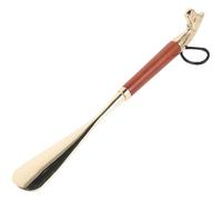 Hohopeti Langer Holz Schuhlöffel mit Messinggriff und Pferdekopf Praktischer Schuhhelfer für Senioren Ergonomischer Schuhheber für Verschiedene Schuharten im Alltag