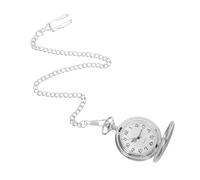 Hohopeti Mechanische Herren Taschenuhr mit Kette Klassische Gravierte Flip Deckel Präzises Uhrmodul Langlebiges Metall Vielseitig Tragbar für Formelle Anlässe und Alltag Große Silberne