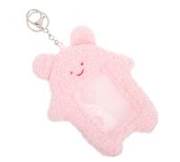 Hohopeti Plüsch Ausweishalter Schlüsselanhänger mit Transparentem Sichtfenster Kompakte Kartenhülle aus Weichem Plüsch und Metall für Ausweise Kredit und Fahrkarten für Schule und Büro