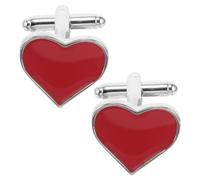 Hohopeti Rote Herz Manschettenknöpfe mit Klebstoff Romantische Herren Cufflinks für Hochzeit Valentinstag und Business Hemden