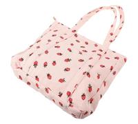 Hohopeti Schulanfang Deko Canvas Schultertasche für Damen mit Großer Kapazität Rosa Einkaufstasche Tragbar und Geräumig für Schule und Alltag