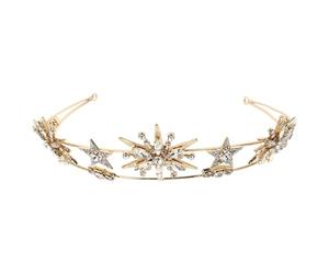 Hohopeti Stern Krone Haarschmuck mit Strass und Kristall für Brautkleid Geeignet für Hochzeit Halloween und Festliche Events Langlebig und Komfortabel