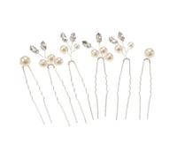 Hohopeti U Förmige Haarnadeln mit Perlen 6 Stück Haarschmuck für Damen Braut Hochzeit Brautfrisur Legierung 10X0.8 Zoll