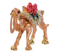 Hohopeti Vintage Kamelfigur Schmuckschatulle mit Kristallverzierung Handbemalte Middle East Schmuckbox für Ohrringe Ringe und Armbänder Kompakter Dekorativer Hinged Schmuckhalter im