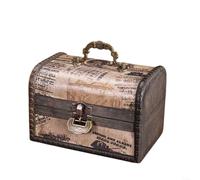 HOhOVYVY Holz Schmuckaufbewahrungsbox mit Griff, solide Bauweise, kompakte Größe 15,5 x 10,5 x 10,5 cm, hellbraun, eleganter Organizer für Ringe und Halsketten für Schlafzimmer(1)