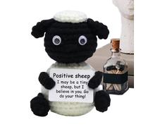 HohuzSruk Positive Häkelschaf 6x6x9.5cm Häkel Schaf Mit Positiven Botschaften, Positive Häkeltiere, Positives Häkel Schaf Puppe Mit Motivierender Karte, Niedliche Tischdekoration Für Schreibtisch