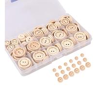 Hoiny Holzknöpfe, 150 Stück, handgefertigte Knöpfe, 2 Löcher, natürliche Holzknöpfe, Knöpfe zum Nähen und Basteln von Dekorationen, 15/20/25 mm