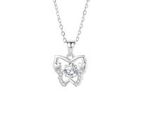 Hoisy 14 K Weißgold Kette Damen mit Anhänger, Schmetterling mit Moissanite 0,5 Karat, Silber Halskette Damen mit Anhänger