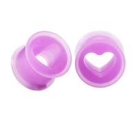 Hoisy 2 Stück 12mm(1/2 inch) Ohrpiercing Tunnel, Lila Herz Expander Set Tunnel, Silikon Ohr Tunnel Flash Lila
