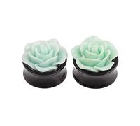 Hoisy 2 Stück 22mm(7/8 inch) Ear Piercing Plug, mit Grün Blume Ohrstecker Plug Herren, Acryl Ear Plugs Tunnel Set Grün